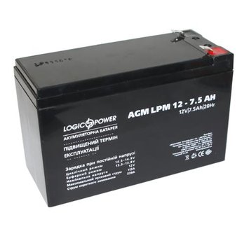 Батарея для ДБЖ 12В 7.5Ач LogicPower, AGM LPM12-7.5AH, ШхДхВ 151x65x100 (3864) 5109180 фото