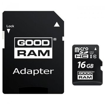 Карта пам'яті microSDHC, 16Gb, Goodram M1AA, SD адаптер (M1AA-0160R12) 5076600 фото