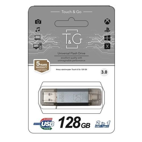 Флеш накопитель USB 128Gb T&G Star TG009TC, Silver, Type-C / USB 3.0 (TG009TC-128GSL3) 9154620 фото