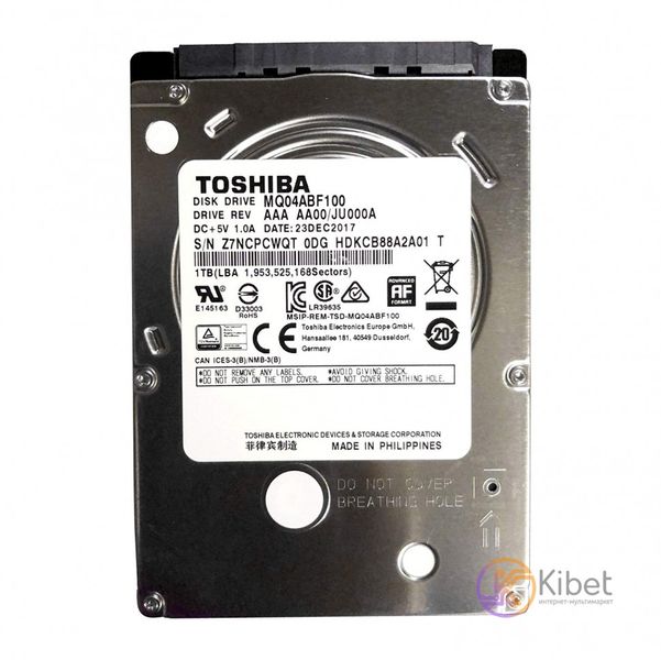 Жорсткий диск 2.5' 1Tb Toshiba, SATA3, 8Mb, 5400 rpm (MQ04ABF100) 5072730 фото