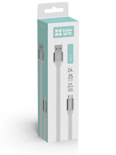 Кабель USB - USB Type-C 0.25 м ColorWay White (CW-CBUC001-WH) 4851570 фото