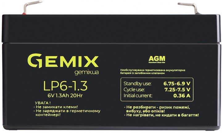 Батарея для ДБЖ 6В 1.3Ач AGM Merlion LP6-1.3, AGM, 97х25х58мм 8221590 фото