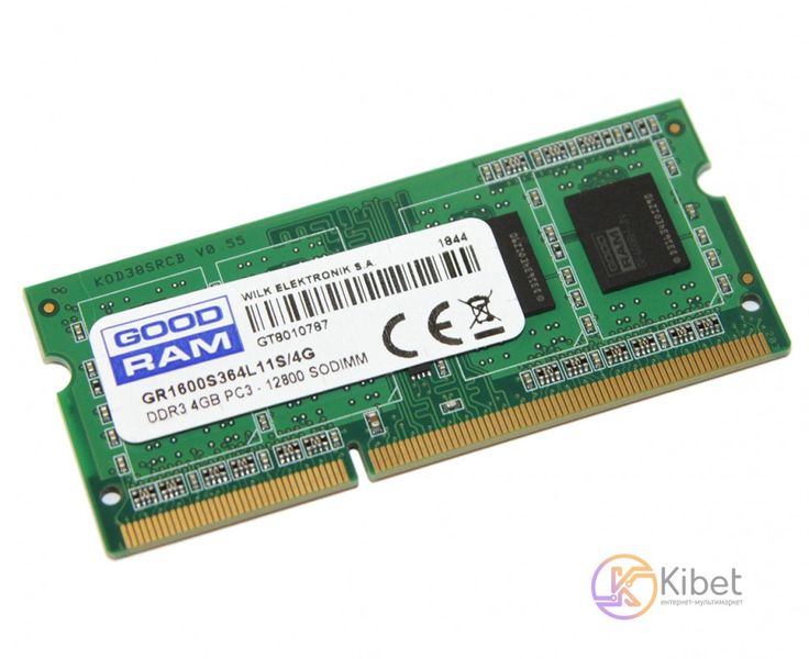 Пам'ять SO-DIMM, DDR3, 4Gb, 1600 MHz, Goodram, 1.5V (GR1600S364L11S/4G) 5091300 фото