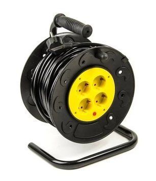 Подовжувач мережевий на котушці PowerPlant, 4 розетки, 40 м, Black (PPRA08M400S4) 8356800 фото