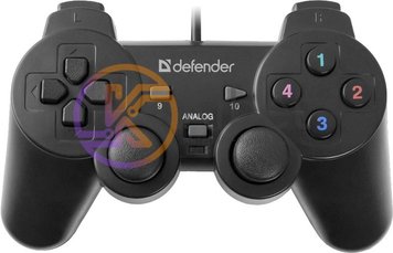 Геймпад Defender Omega, Black, USB, вибрация, для PC, 2 аналоговых стика, 12 кно 3970560 фото
