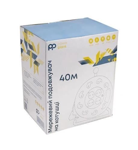 Подовжувач мережевий на котушці PowerPlant, 4 розетки, 40 м, Black (PPRA08M400S4) 8356800 фото
