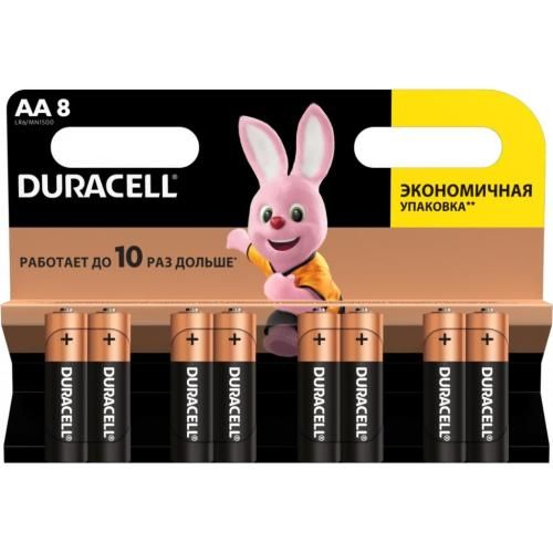 Батарейка AA (LR6), лужна, Duracell Duralock Basic, 8 шт, 1.5V, (MN1500 8BL) 6844140 фото