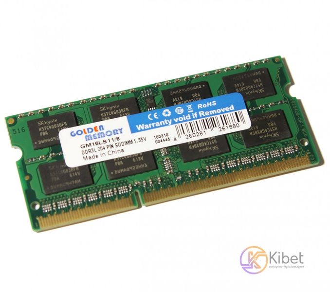 Модуль памяти SO-DIMM, DDR3, 8Gb, 1600 MHz, Golden Memory, 1.35V (GM16LS11 8) 4801710 фото
