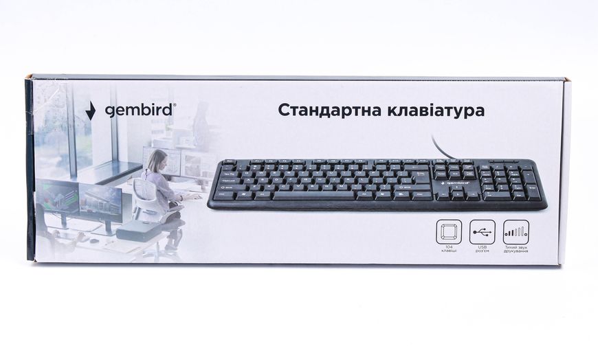 Клавіатура Gembird KB-U-103-UA стандартна, USB, Black 3284910 фото