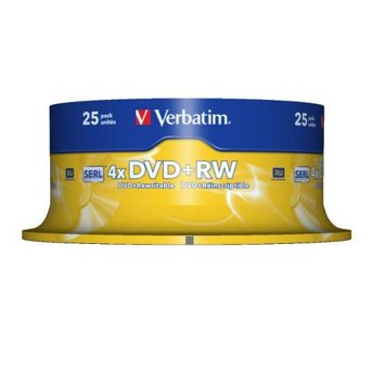 Диск DVD+RW 25 Verbatim, 4.7Gb, 4x, Cake Box (43489) 3493500 фото