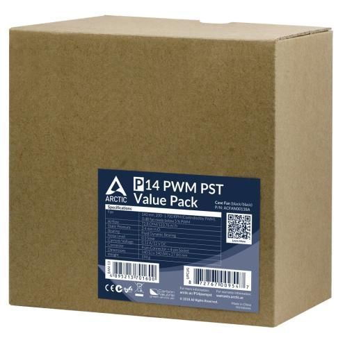 Вентилятор 140 мм, Arctic P14 PWM PST, Black, 5 шт (ACFAN00138A) 7531320 фото