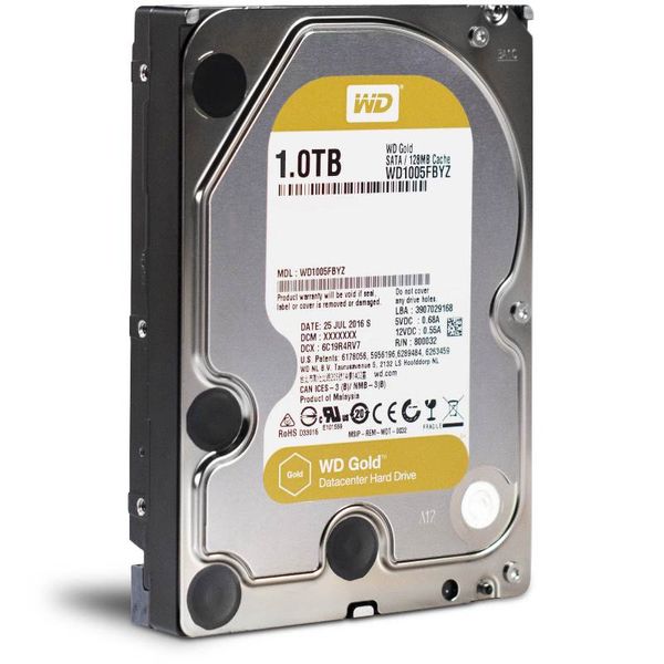 Жесткий диск 3.5" 1Tb Western Digital Gold, SATA3, 128Mb, 7200 rpm (WD1005FBYZ) 4290330 фото