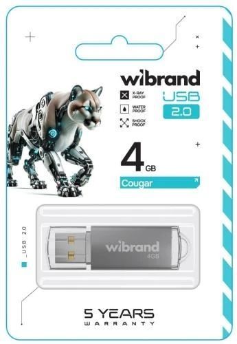 Флеш накопитель USB 4Gb Wibrand Cougar, Silver, USB 2.0 (WI2.0/CU4P1S) 8598030 фото