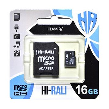 Карта пам'яті microSDHC, 16Gb, Hi-Rali, SD адаптер (HI-16GBSD10U1-01) 4808640 фото