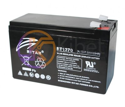 Батарея для ИБП 12В 7Ач AGM Ritar RT1270A Black 12V 7.0Ah 151х65х100 мм 4813650 фото