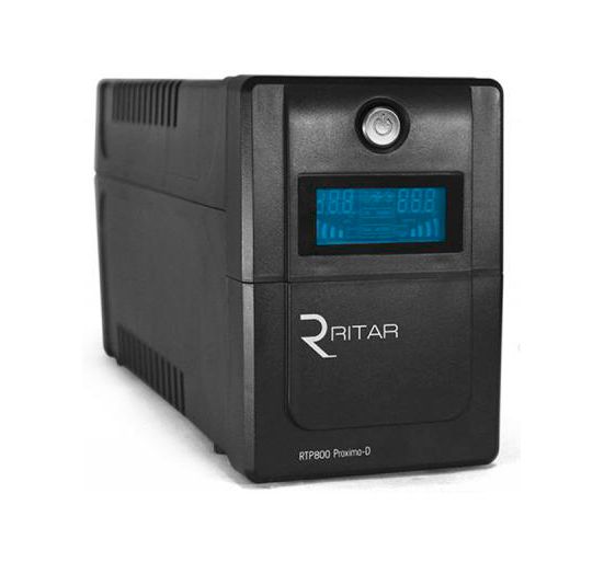 ИБП Ritar RTP800 (480W) Proxima-D, LCD, AVR, 4st, 2xSCHUKO socket, 1x12V9Ah, plastik Case. Q4 3990990 фото