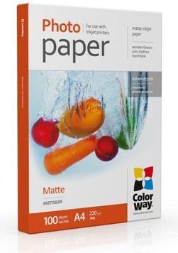 Фотобумага ColorWay, матовая, A4, 220 г/м&sup2;, 100 л (PM220100A4) 5342250 фото