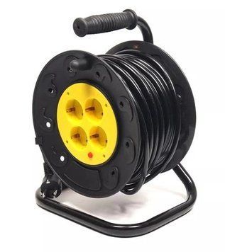 Подовжувач мережевий на котушці PowerPlant, 4 розетки, 25 м, Black (PPRA10M250S4) 8356920 фото