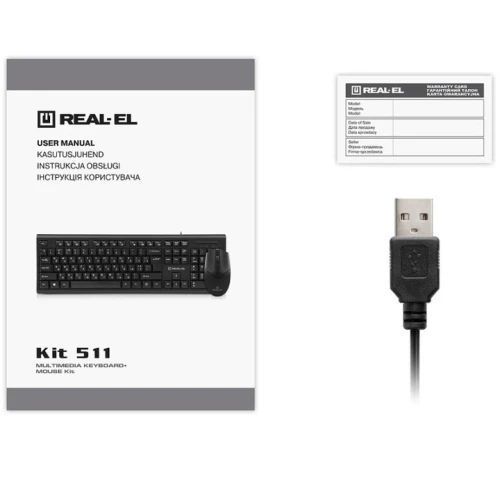 Комплект REAL-EL Standard 511 Kit (клавиатура+мышь) Black (EL123100052) 9602190 фото