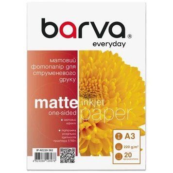 Фотобумага Barva, матовая, A3, 220 г/м&sup2;, 20 л, серия "Everyday" (IP-AE220-382) 8348790 фото