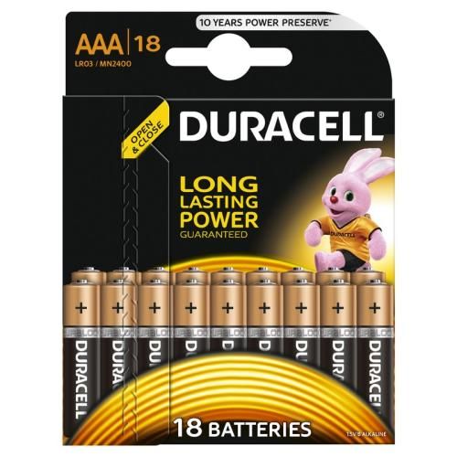 Батарейка AAA (LR03), лужна, Duracell Duralock Basic, 18 шт, 1.5V, (MN2400 18BL) 6401370 фото