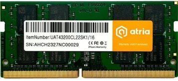 Память SO-DIMM, DDR4, 16Gb, 3200 MHz, Atria, 1.2V, CL22 (UAT43200CL22SK1/16) 8147340 фото