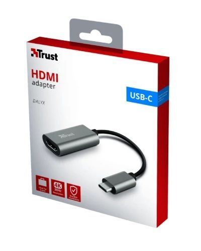 Переходник Type-C (M) - HDMI (F), Trust Dalyx, Grey, 15 см, 4K / 60 Гц (23774) 6321210 фото