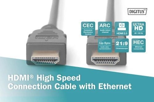 Кабель HDMI (M) - HDMI (M), 1 м, Black, Assmann, V2.0 (DB-330113-020-S) 9197220 фото