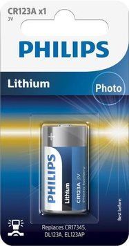 Батарейка CR123A, літієва, Philips, 1 шт, 3V, Blister (CR123A/01B) 7782330 фото