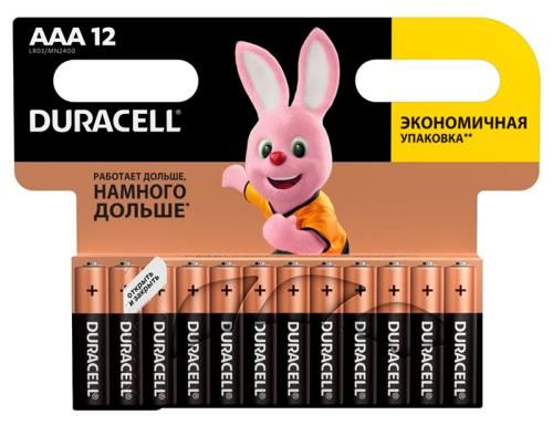 Батарейка AAA (LR03), щелочная, Duracell Duralock Basic, 12 шт, 1.5V, (MN2400 12BL) 6401430 фото