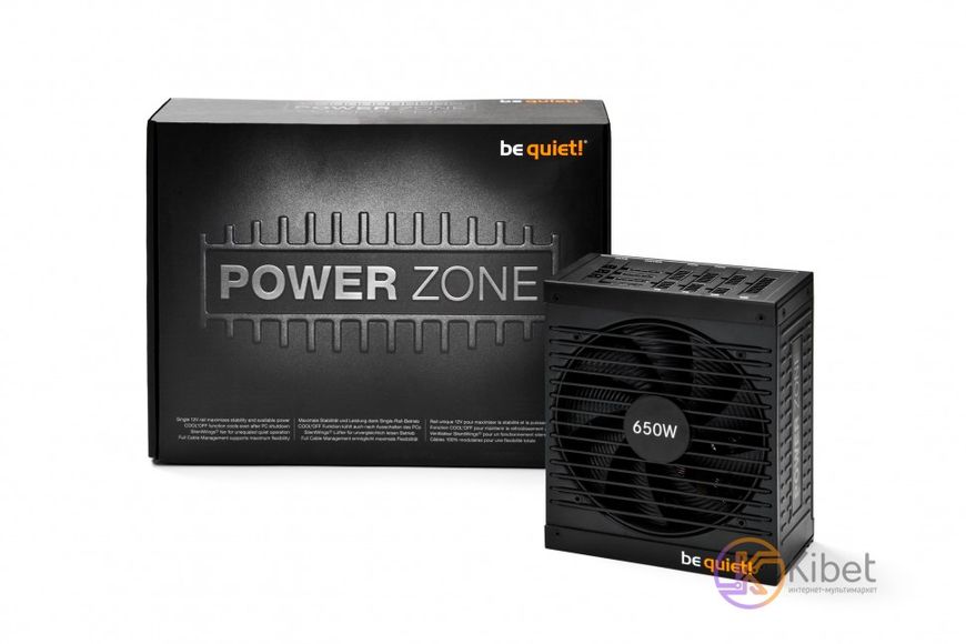 Блок питания be quiet! Power Zone 650W (BN210) 135mm, ATX, 20+4, 4+4, 4*6+2pcie, 5519280 фото
