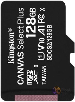 Карта пам'яті microSDXC, 128Gb, Kingston Canvas Select Plus, Class10 UHS-1 А1, без адаптера, R100 / W85 MB/s (SDCS2/128GBSP) 5653080 фото