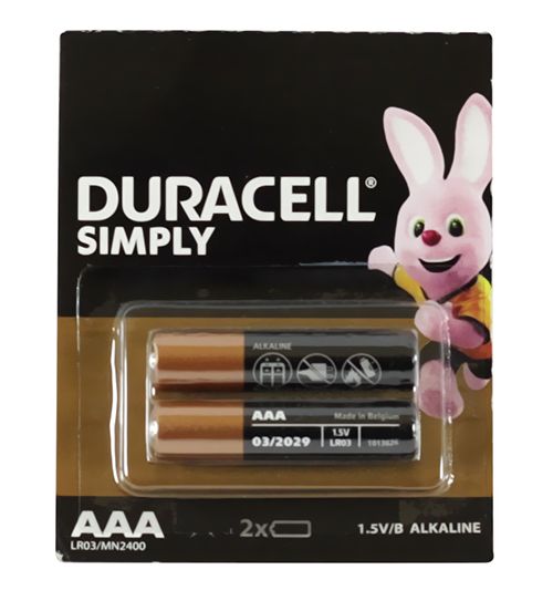 Батарейка AAA (LR03), лужна, Duracell Duralock Basic, 2 шт, 1.5V, Blister (MN2400 2BL) 6401460 фото