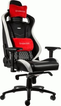 Ігрове крісло Noblechairs EPIC, Black/White/Red, натуральна шкіра (NBL-RL-EPC-001) 8346030 фото