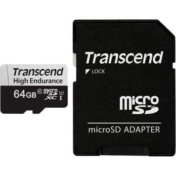 Карта пам'яті microSDXC, 64Gb, Transcend 350V, SD адаптер (TS64GUSD350V) 7911210 фото
