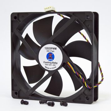 Вентилятор 120 mm Cooling Baby 12025 PWM 120x120x25мм HB, 12В, 0,30А 17.6-31.3дБ, 300±100--1400±10% 4998480 фото