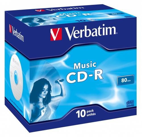 Диск CD-R Jewel Case, Verbatim "Music", 80 min, 16x, 10 шт (43365) 4029690 фото