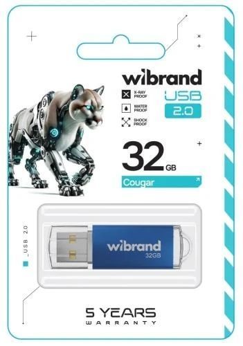 Флеш накопичувач USB 32Gb Wibrand Cougar, Blue, USB 2.0 (WI2.0/CU32P1U) 8602260 фото