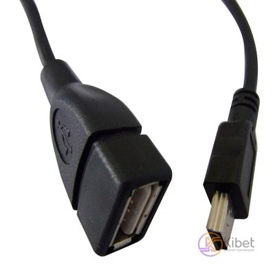 Кабель USB 2.0 - 0.8м AF mini-B 5P OTG Atcom удлинитель, черный 2222400 фото