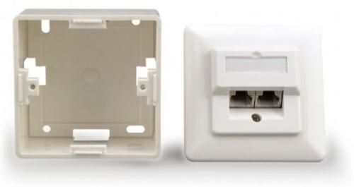 Розетка RJ45 (сетевая), 2-портовая UTP, белая, 6E категория, Cablexpert (MWS-2S6-01) 6040410 фото