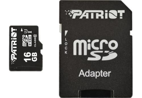 Карта пам'яті microSDHC, 16Gb, Patriot, SD адаптер (PSF16GMCSDHC10) 4061010 фото