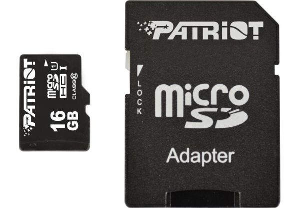Карта пам'яті microSDHC, 16Gb, Class10 UHS-I, Patriot, SD адаптер (PSF16GMCSDHC10) 4061010 фото