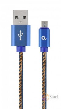 Кабель USB - micro USB 2 м Cablexpert, премиум, 2.1А синий (CC-USB2J-AMmBM-2M-BL 5329560 фото