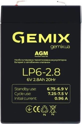 Аккумуляторная батарея Gemix, 6V, 2.8 Ач, AGM, T1 (LP6-2.8) 8221620 фото
