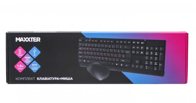 Комплект Maxxter KMS-CM-01-UA (клавиатура+мышь) Black, USB 6773640 фото