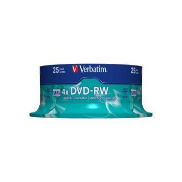 Диск DVD-RW 25 Verbatim, 4.7Gb, 4x, Matt Silver, Cake Box (43639) 3493770 фото