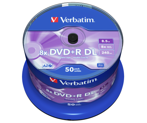 Диск DVD+R 50 Verbatim, 8.5Gb (Double Layer), 8x, Matt Silver, Cake Box (43758) 6041400 фото