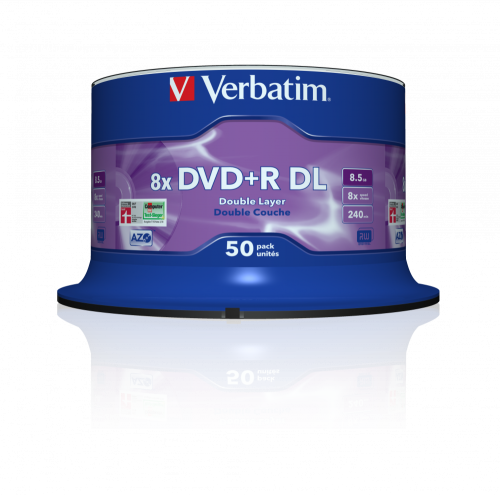 Диск DVD+R 50 Verbatim, 8.5Gb (Double Layer), 8x, Matt Silver, Cake Box (43758) 6041400 фото