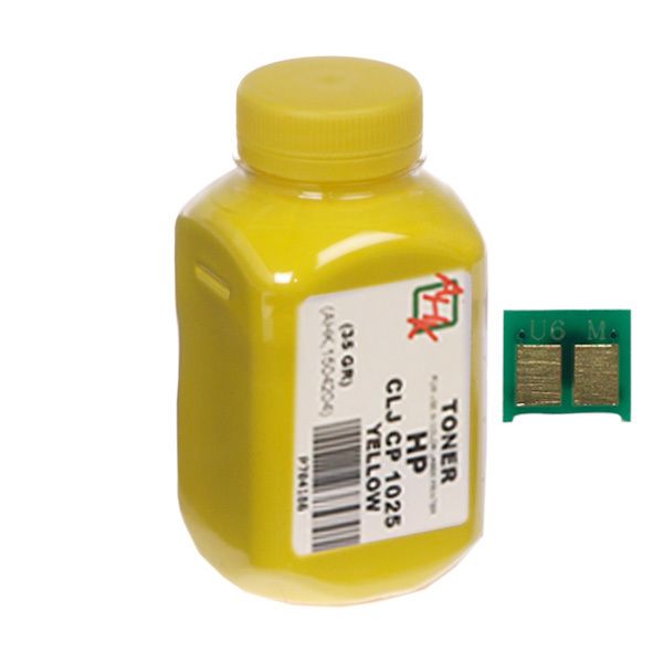 Тонер + чип HP CLJ CP1025/1215/2025, Yellow, 35 г, AHK (1500128) 2042460 фото