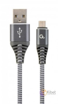 Кабель USB - micro USB 1 м Cablexpert Grey, 2.1А, премиум (CC-USB2B-AMmBM-1M-WB2 5330280 фото